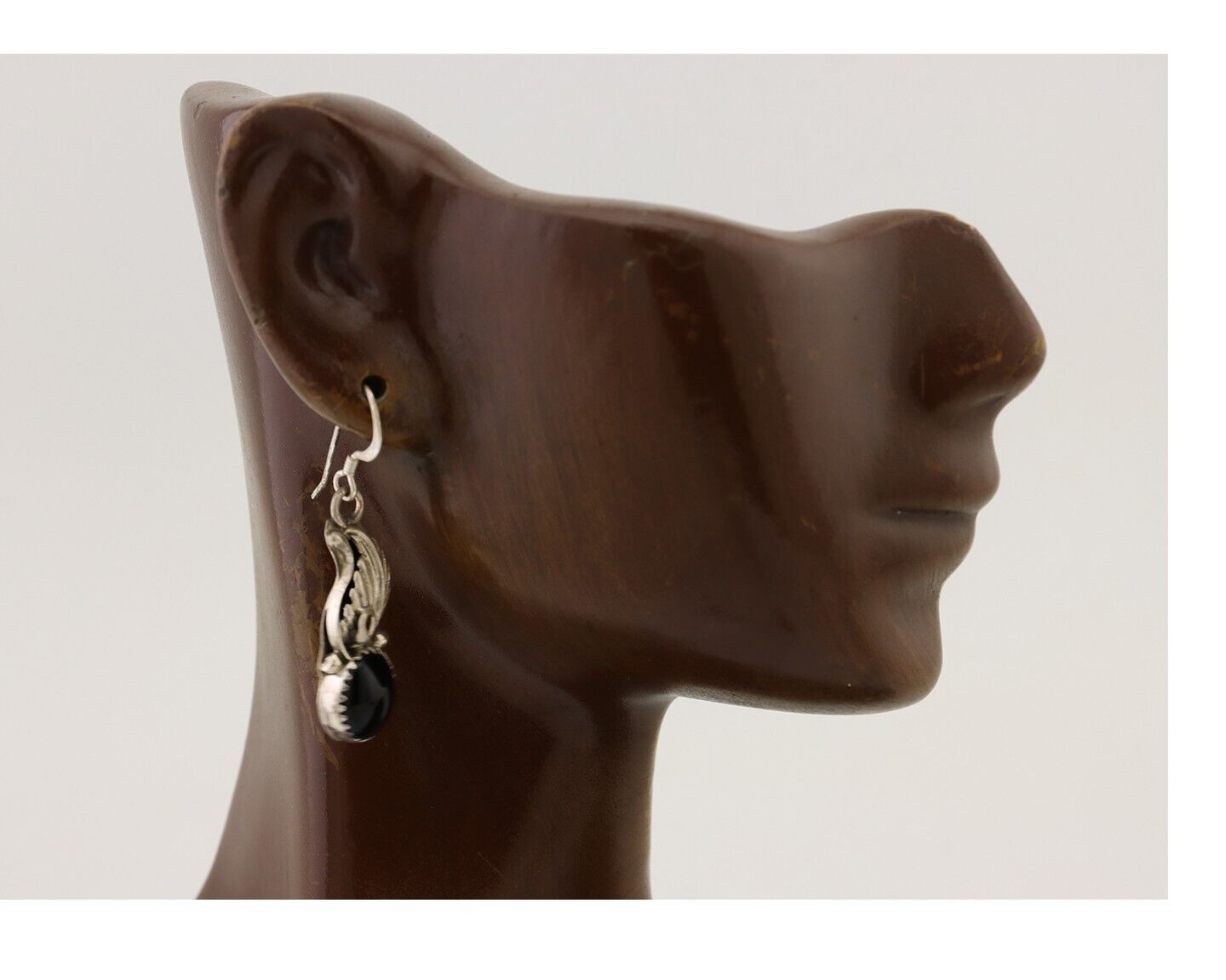 Navajo Dangle Earrings 925 Silver Black Onyx Native American Artist C.80's