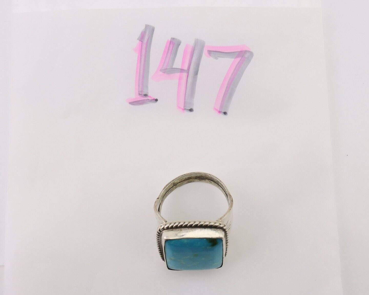 Navajo Ring 925 Silver Natural Blue Turquoise Native American Artist C.80's