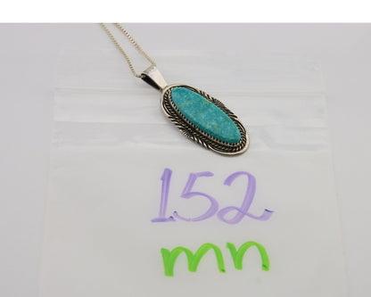Navajo Necklace 925 Silver Natural Turquoise Artist Signed Mike Begay C.80's