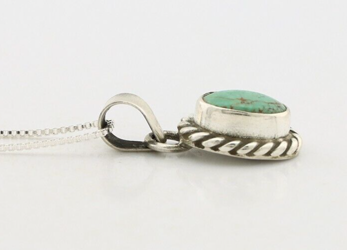 Navajo Necklace 925 Silver Natural Kingman Turquoise Native Artist C.2008