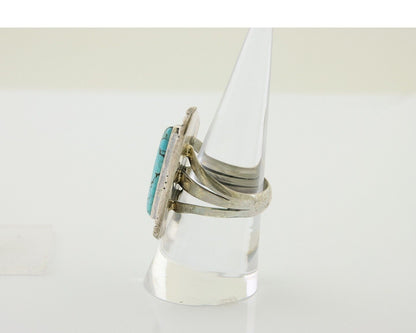 Navajo Ring 925 Silver Spiderweb Turquoise Artist Siged L Bennett C.80's