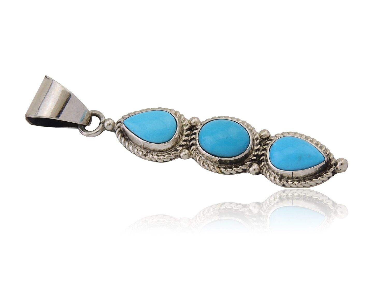 Navajo Necklace 925 Silver Natural Turquoise Artist Kathllen Chavez C.80's