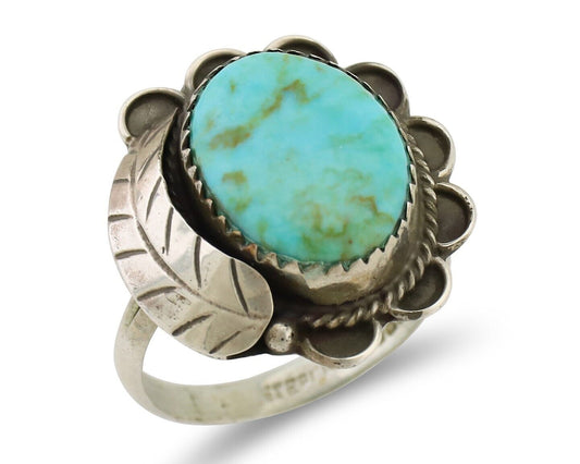 Navajo Handmade Ring 925 Silver Kingman Turquoise Native American Artist C.80's