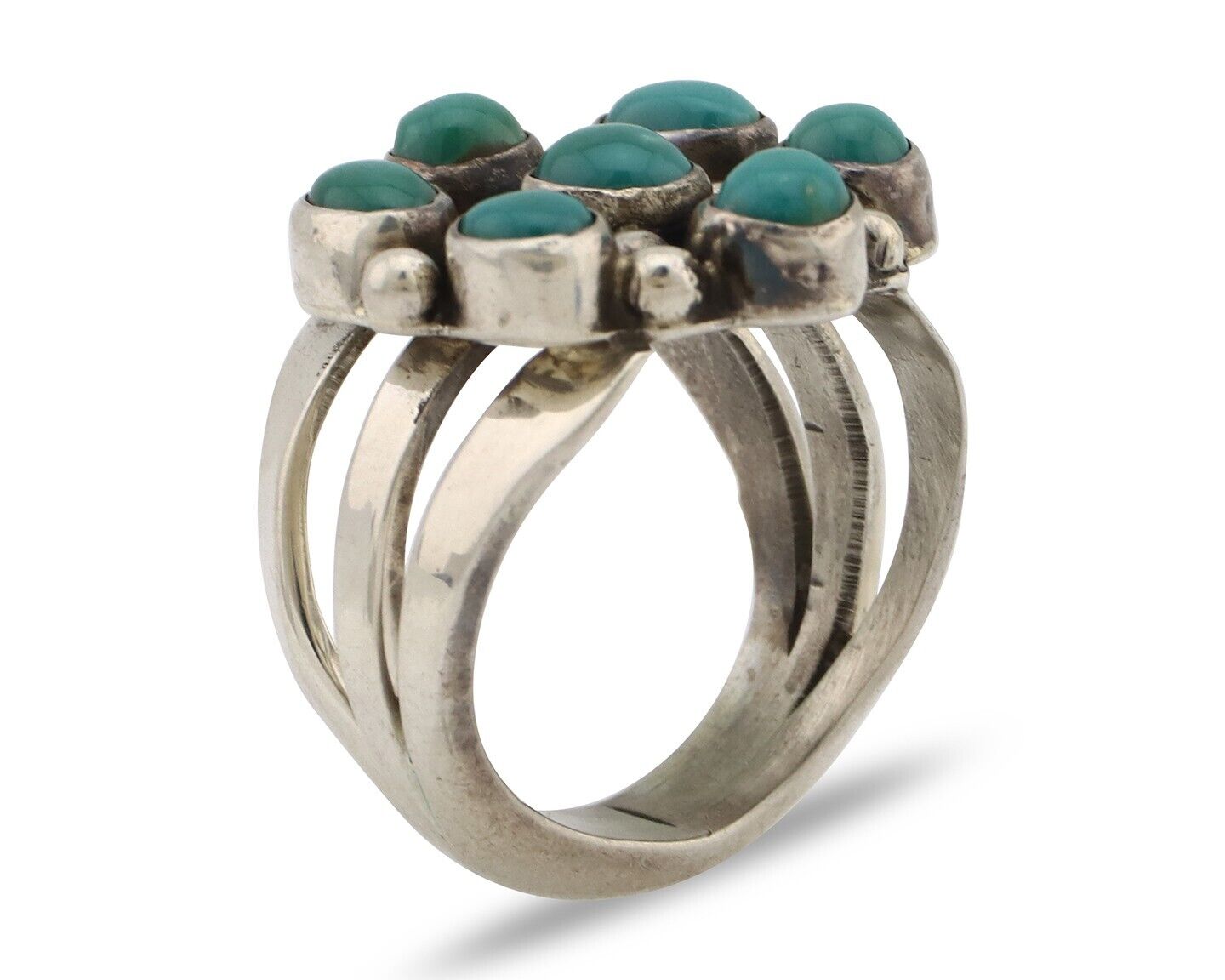Navajo Ring .925 Silver Natural Blue Turquoise Native American Artist C.80's