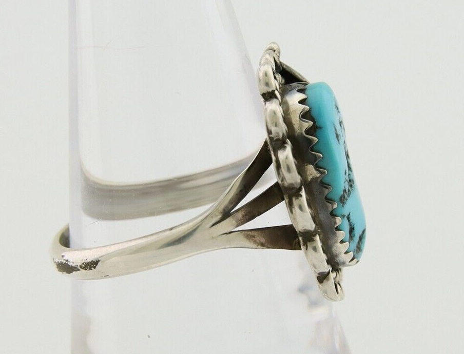 Navajo Ring 925 Silver Natural Blue Turquoise Native American Artist C.80's
