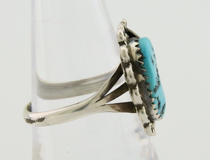 Navajo Ring 925 Silver Natural Blue Turquoise Native American Artist C.80's