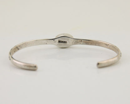 Navajo Hand Stamped Cuff Bracelet Turquoise 925 Silver Native American Artist