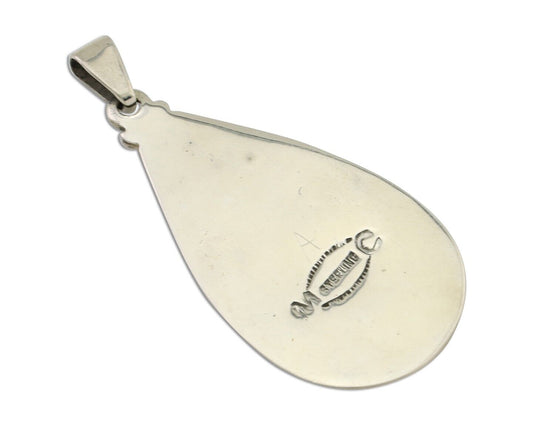 Navajo Pendant 925 Silver Blue Gem Turquoise Artist Signed MC C.80's