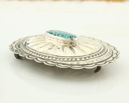 Navajo Belt Buckle 925 Sterling Silver Artist Signed Tony Guerro 2.5x3 in C.80's