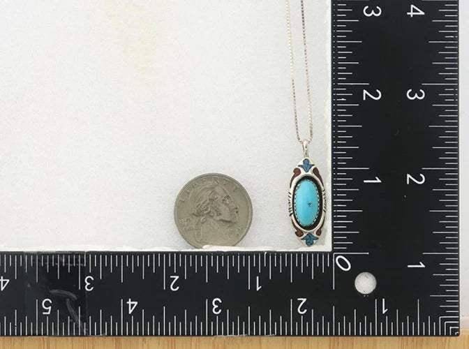 Navajo Necklace Sterling Silver Turquoise Vintage Signed TJW