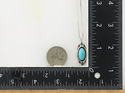 Navajo Necklace Sterling Silver Turquoise Vintage Signed TJW