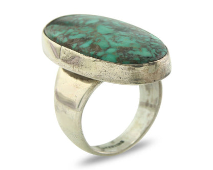 Navajo Men Ring 925 Sterling Natural Blue Turquoise Signed M Montoya C.80's