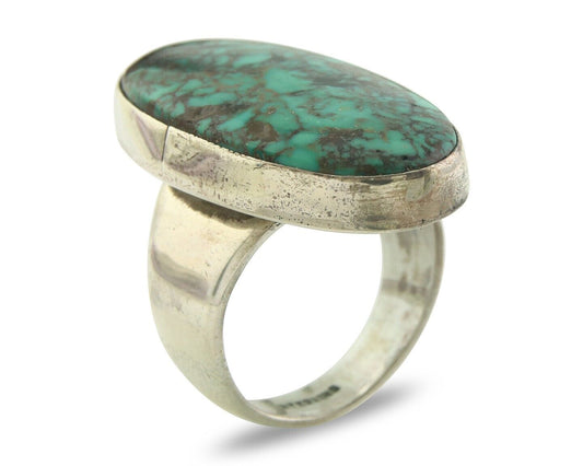 Navajo Men Ring 925 Sterling Natural Blue Turquoise Signed M Montoya C.80's