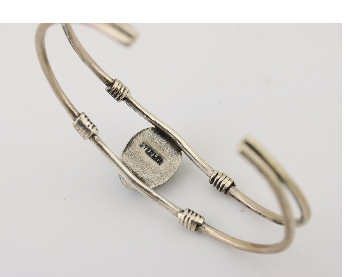 Navajo Cuff Bracelet 925 Silver Natural Blue Turquoise Native American C.80's