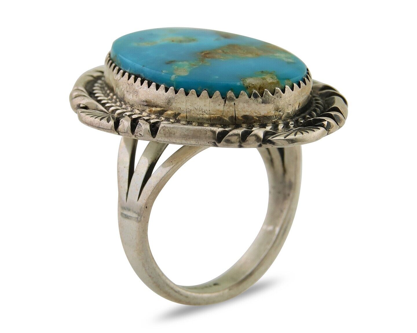Navajo Ring 925 Sterling Silver Turquoise Signed Mike Begay C.80's