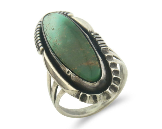 Navajo Ring 925 Sterling Royston Turquoise Native Artist C.80's Size 7.75