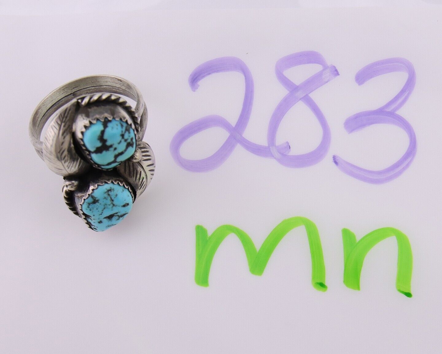 Navajo Ring 925 Silver Natural Blue Turquoise Native American Artist C.80's