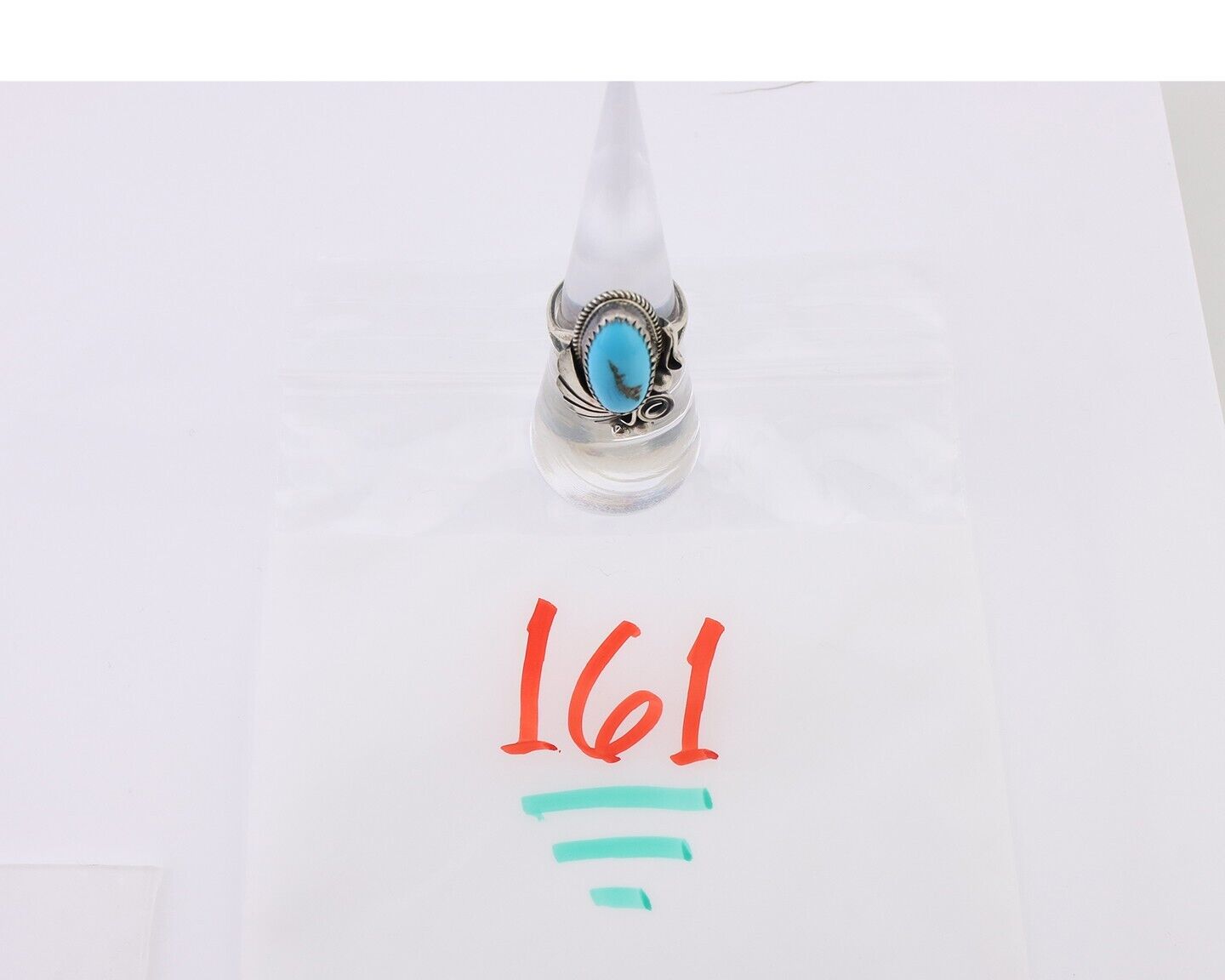 Navajo Ring 925 Silver Sleeping Beauty Turquoise Signed Justin Morris C.80's