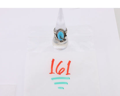 Navajo Ring 925 Silver Sleeping Beauty Turquoise Signed Justin Morris C.80's
