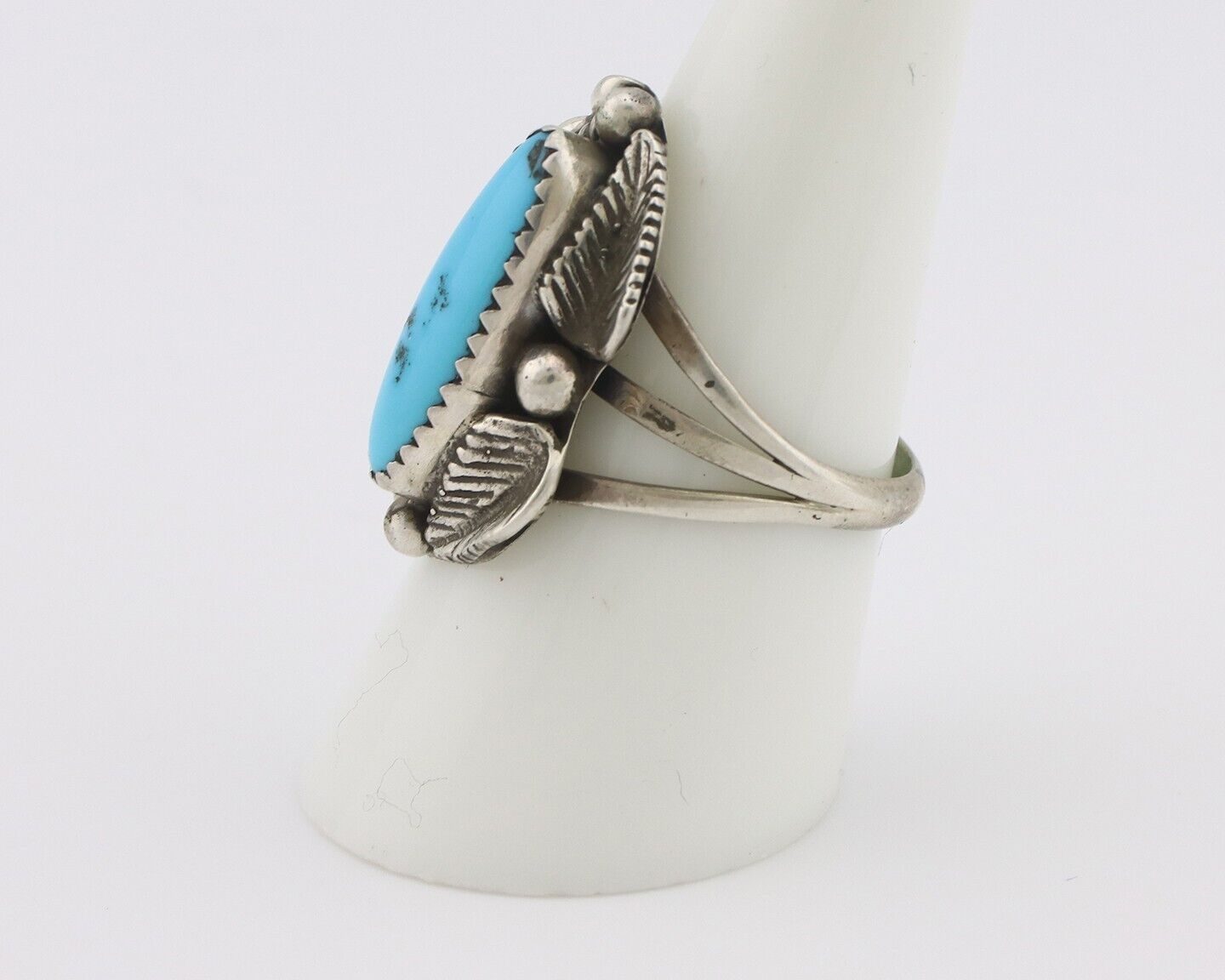 Navajo Ring .925 Silver Sleeping Beauty Turquoise Signed SkyStone Creations C80s