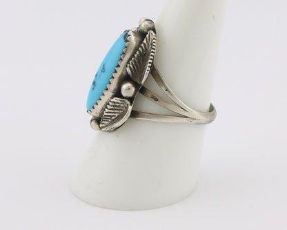 Navajo Ring .925 Silver Sleeping Beauty Turquoise Signed SkyStone Creations C80s