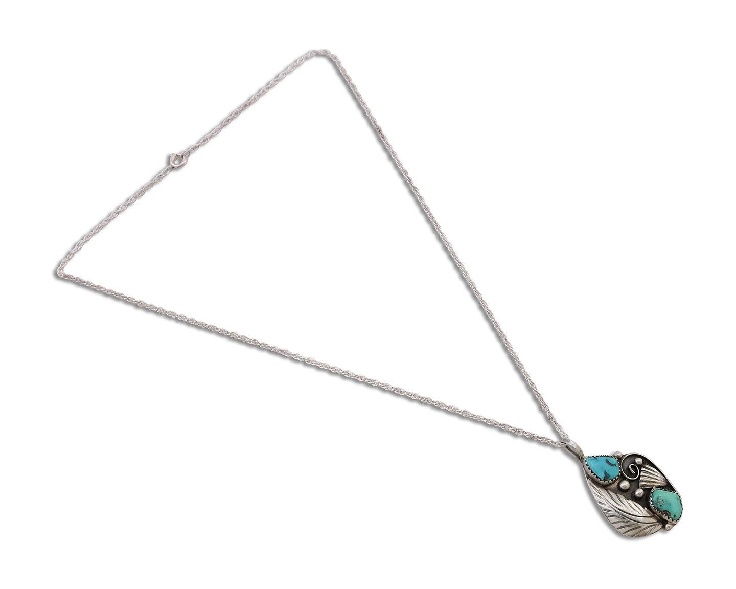 Navajo Turquoise Handmade Necklace 925 Silver Artist Signed PM C.80s