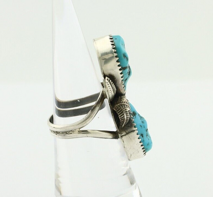 Navajo Ring 925 Silver Sleeping Beauty Nugget Turquoise Signed J Johnson C.80's