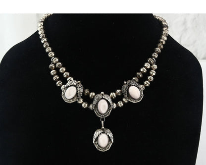 Navajo Squash Necklace Sterling White Shell Vintage Handmade Signed Manygoats