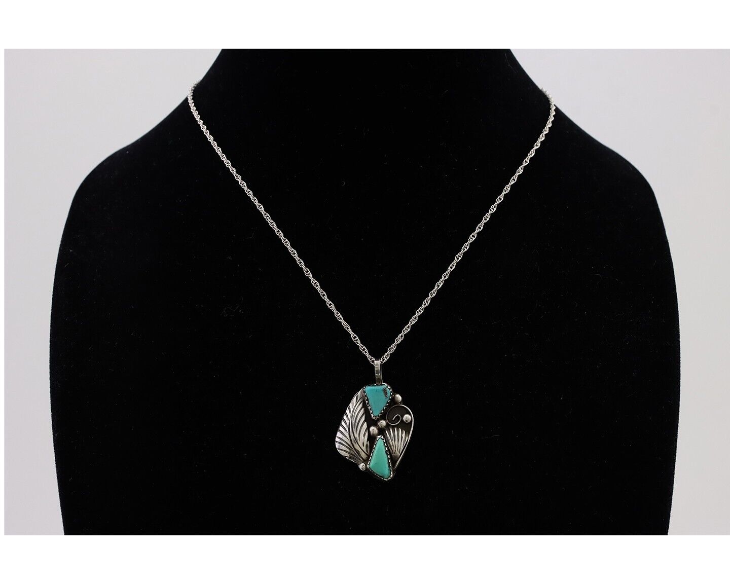 Navajo Turquoise Handmade Necklace 925 Silver Artist Signed PM C.80s