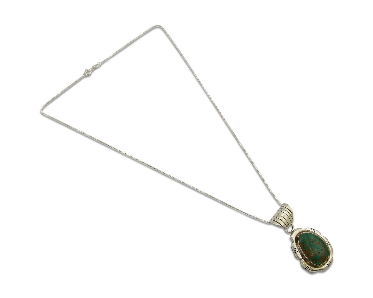 Navajo Necklace 925 Silver Natural Turquoise Handmade Signed FT C.80's
