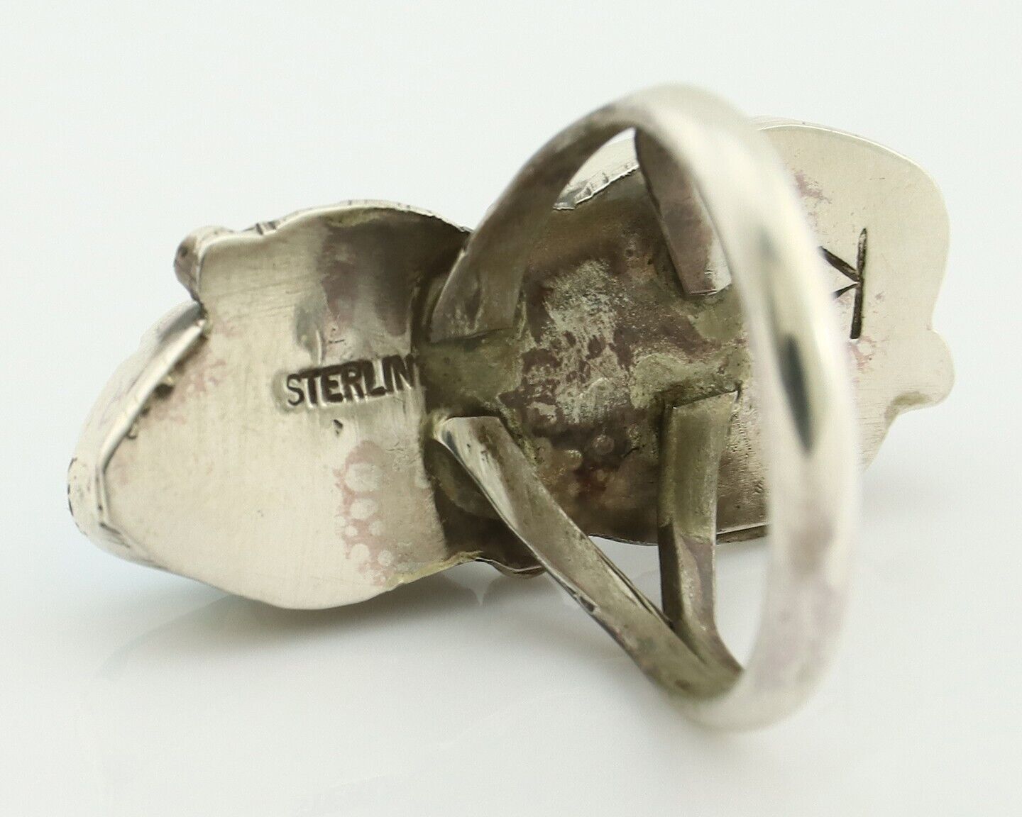Navajo Ring 925 Silver Blue Turquoise Artist Signed K C.80's