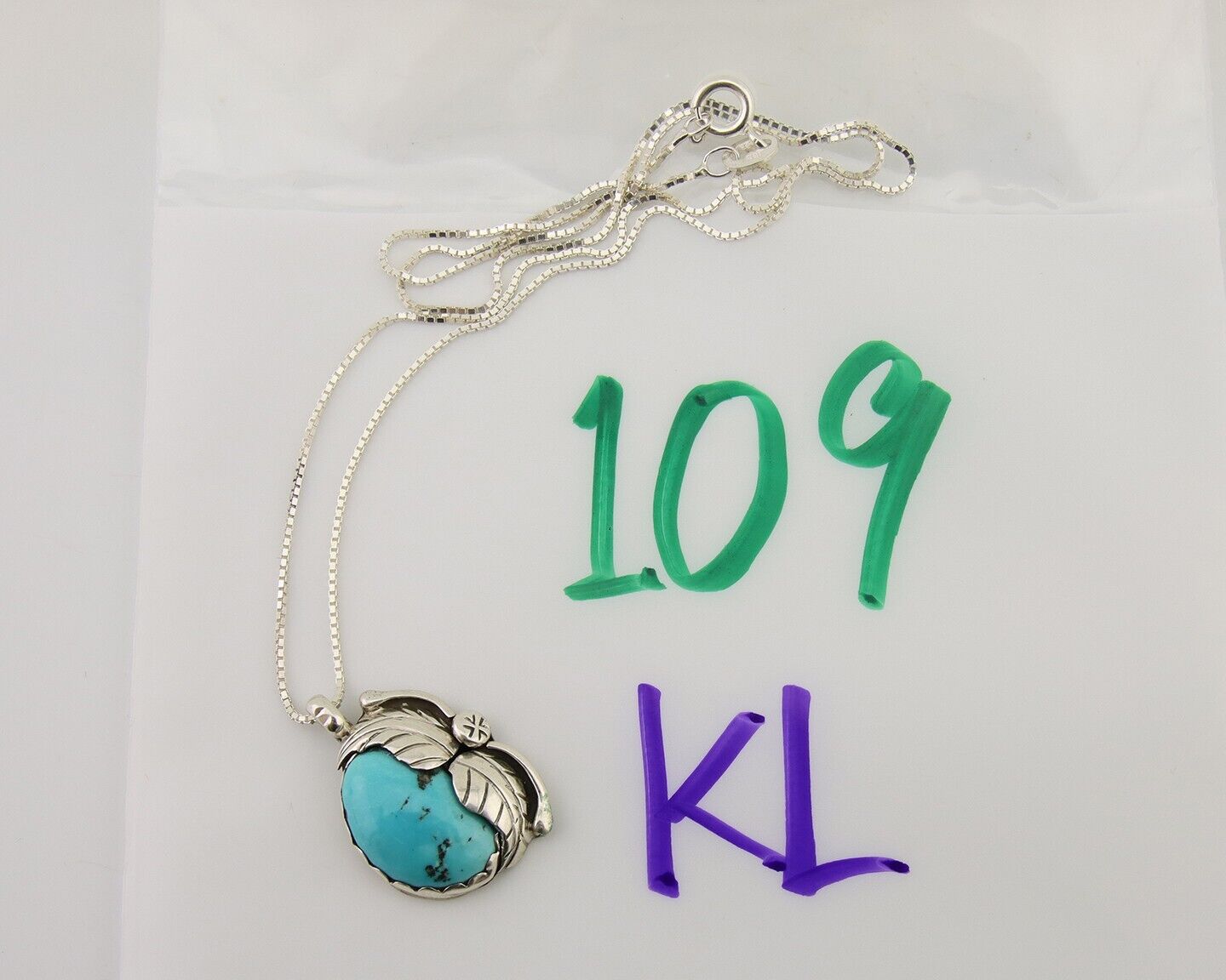 Navajo Necklace 925 Silver Natural Blue Turquoise Artist Signed D Zachary C.80's
