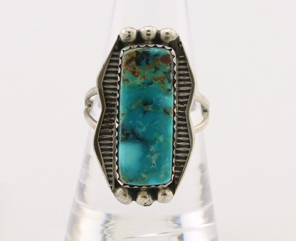 Navajo Ring 925 Silver Natural Blue Turquoise Artist Signed Doug Zachary C.80's