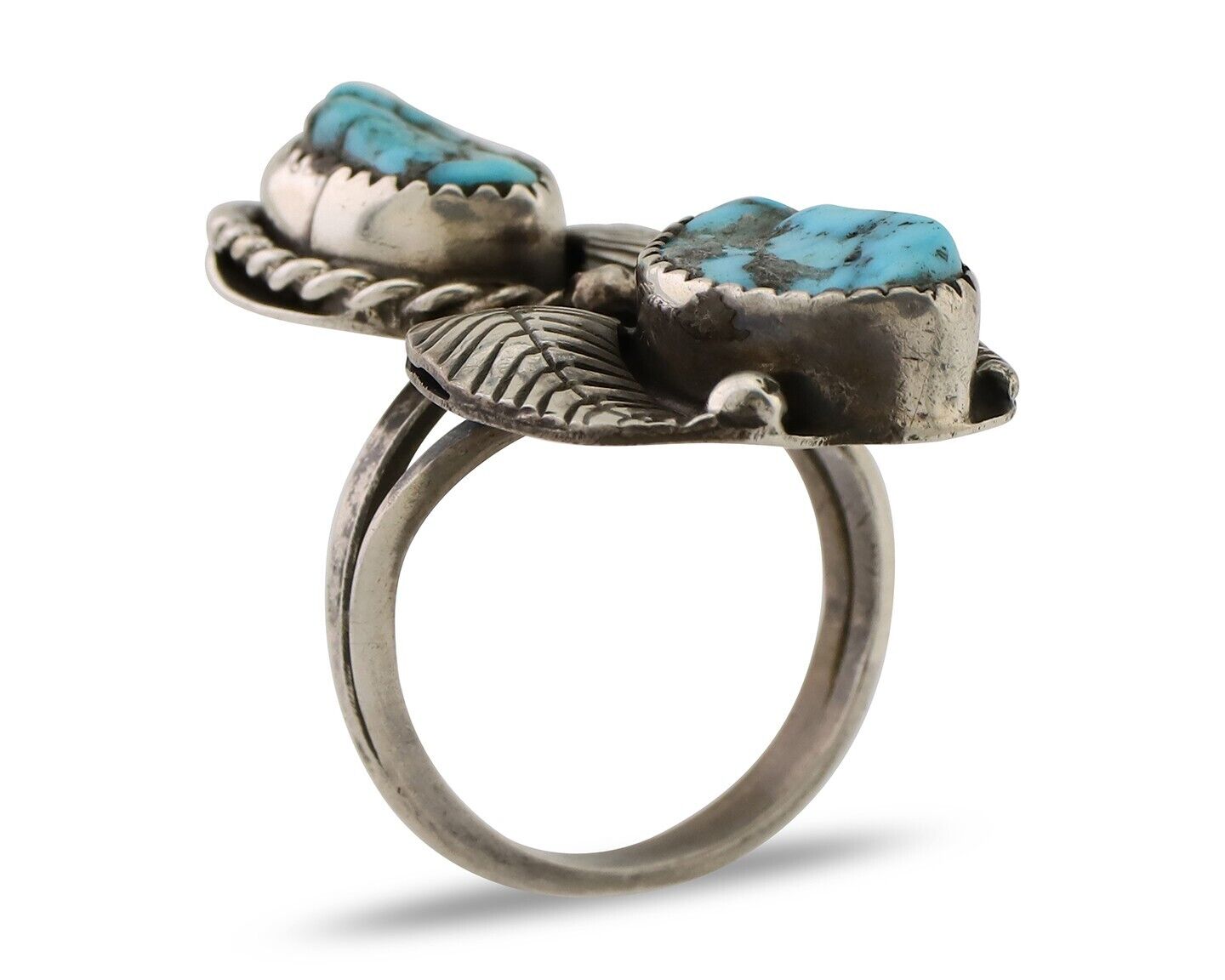 Navajo Handmade Ring 925 Silver Natural Tuquoise Native American Artist C.80's