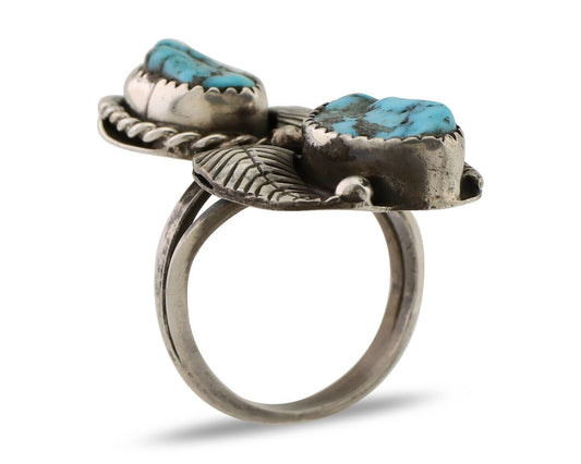 Navajo Handmade Ring 925 Silver Natural Tuquoise Native American Artist C.80's