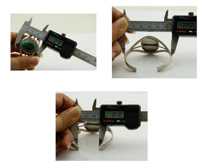 Navajo Cuff Bracelet Natural Malachite 925 Silver Native American Artist C.80s