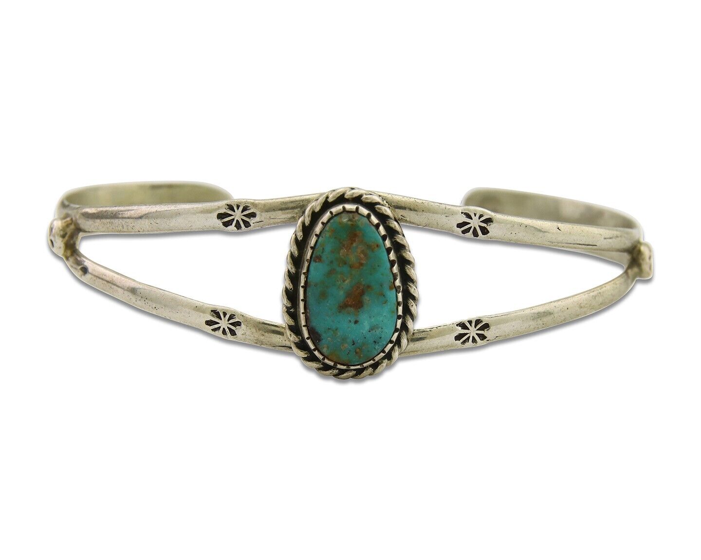 Navajo Cuff Bracelet 925 Silver Turquoise Native American Artist Handmade C.80's