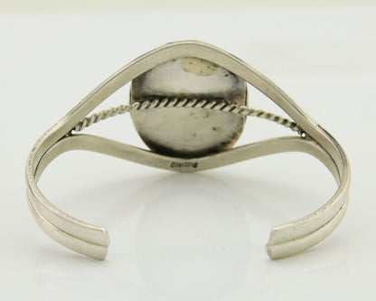 Navajo Cuff Bracelet Natural Malachite 925 Silver Native American Artist C.80s