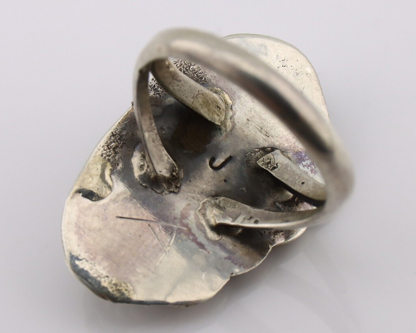 Navajo Handmade Ring 925 Silver Turquoise Native American Signed J C.80's
