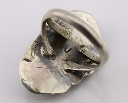 Navajo Handmade Ring 925 Silver Turquoise Native American Signed J C.80's