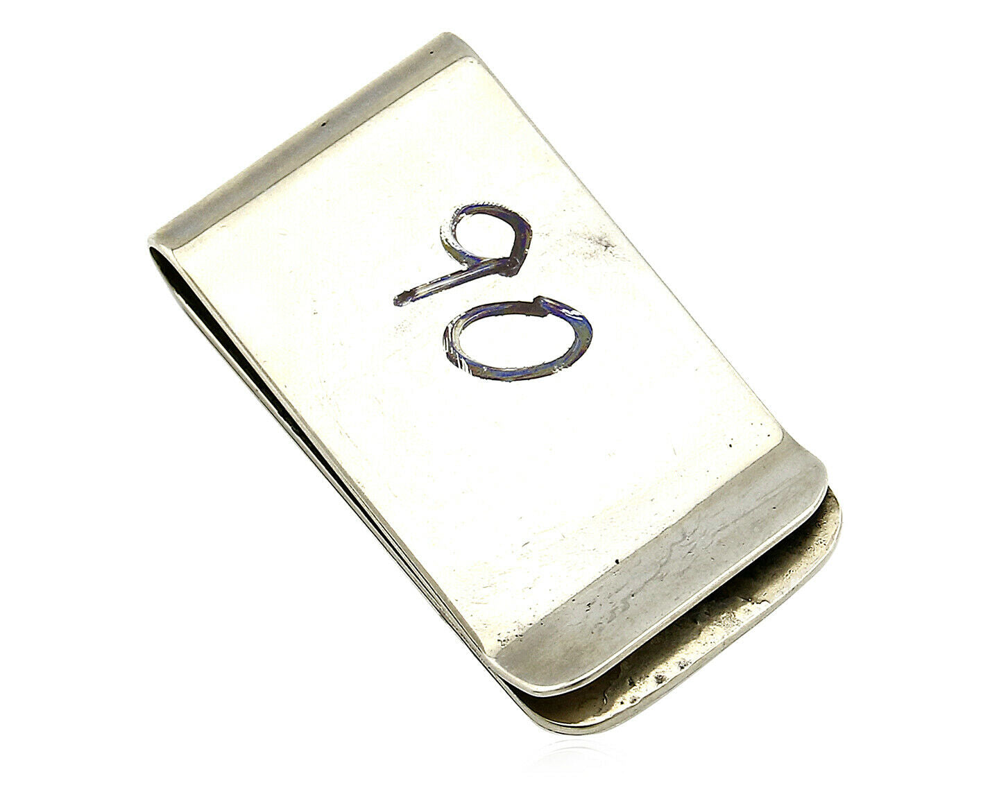 Navajo Money Clip .925 Silver & Nickle Hand Stamped Artist Native C.80's-90's