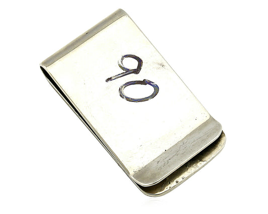 Navajo Money Clip .925 Silver & Nickle Hand Stamped Artist Native C.80's-90's