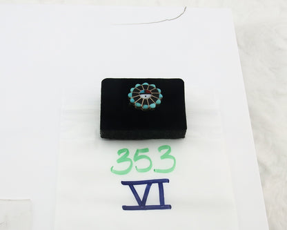 Vintage Zuni Ring 925 Sterling Silver Natural Gemstone Size 6.75