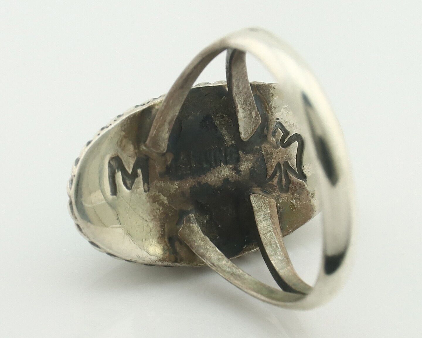 Navajo Ring 925 Silver Natural Blue Turquoise Signed M Montoya C.80's
