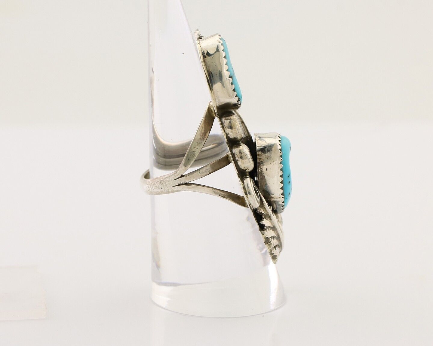 Navajo Handmade Ring 925 Silver Natural Tuquoise Native American Artist C.80's
