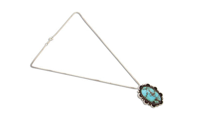 Navajo Necklace 925 Silver Natural Blue Turquoise Native American Artist C.80's