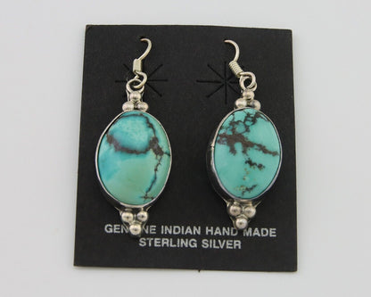 Navajo Dangle Earrings 925 Natural Turquoise Native Inca Mfg C.80's
