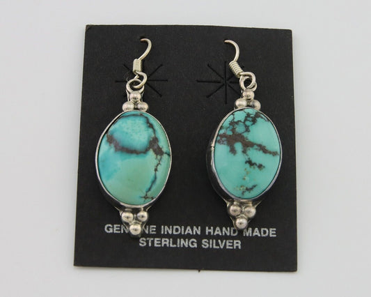 Navajo Dangle Earrings 925 Natural Turquoise Native Inca Mfg C.80's
