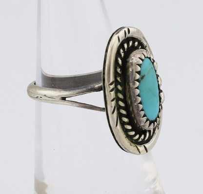 Navajo Ring 925 Silver Natural Blue Turquoise Native American Artist C.80's