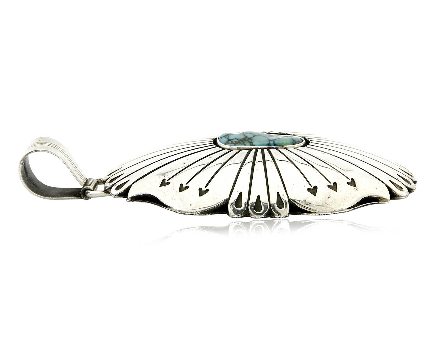 Navajo D Begay Pendant Natural Turquoise .925 Silver Hand Stamped C.80's